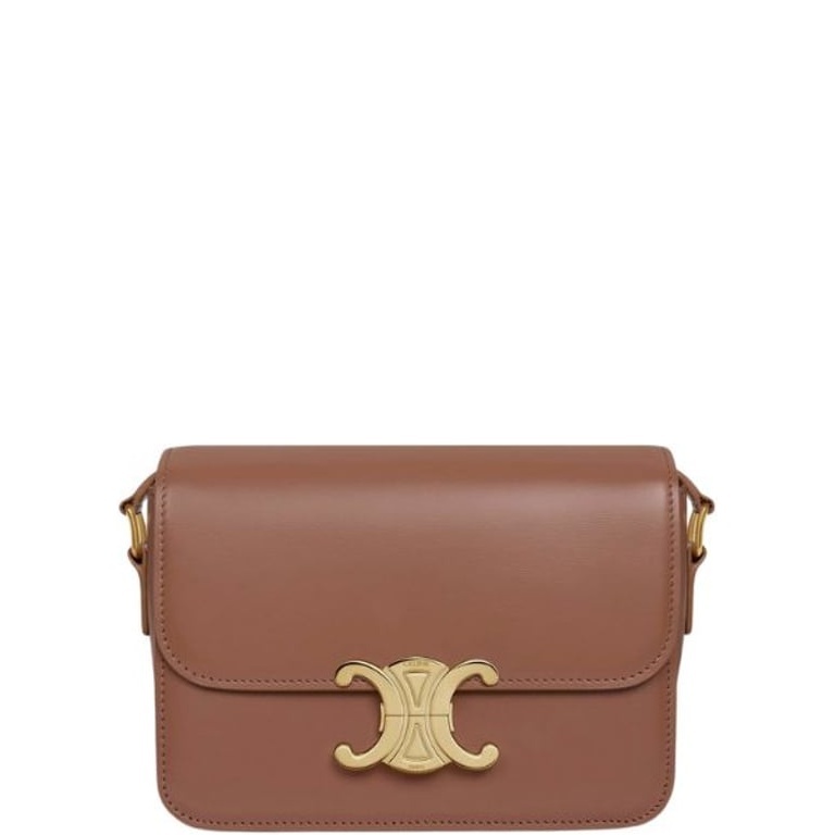 CE TEEN TRIOMPHE BAG IN SHINY CALFSKIN BROWN 18CM