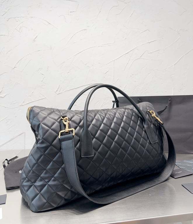 SAINT LAURENT GIANT TRAVEL BAG IN QUILTED LEATHER BLACK 55CM