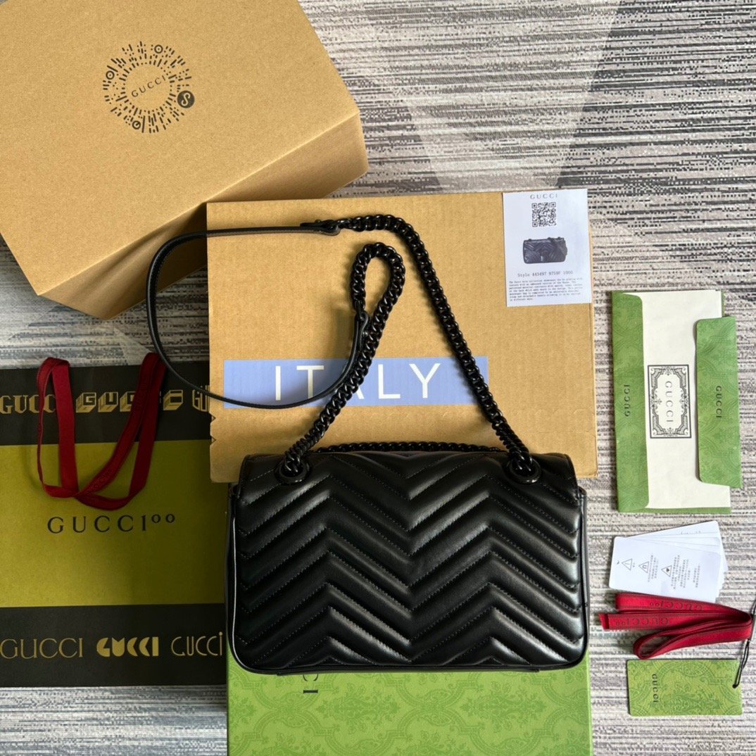 gg Marmont Small Matelasse Shoulder Bag Black For Women, Women’s Bags 10in/25cm gg