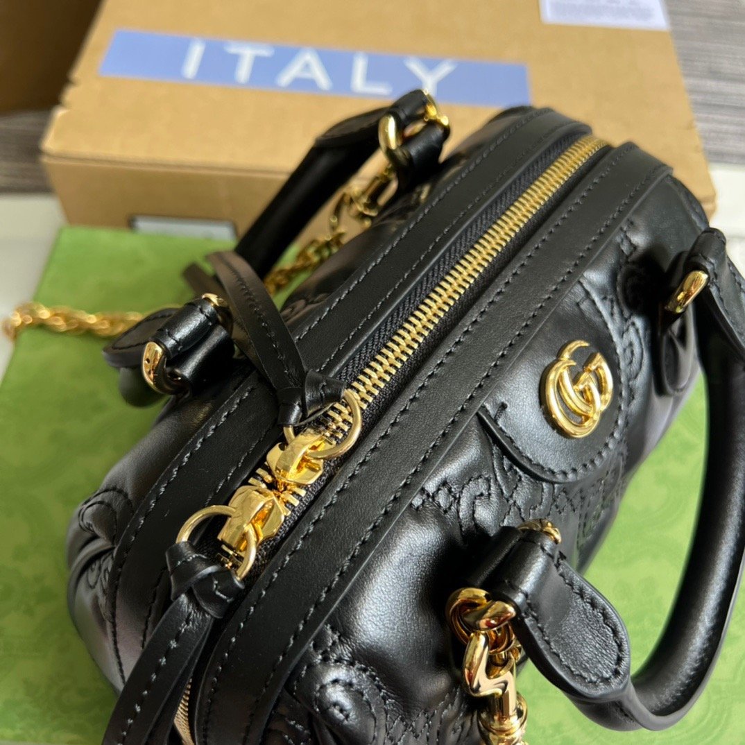 gg Matelasse Top Handle Bag Black For Women, Women&#8217;s Bags 7.5in/19cm gg ‎702251 UM8HG 1046