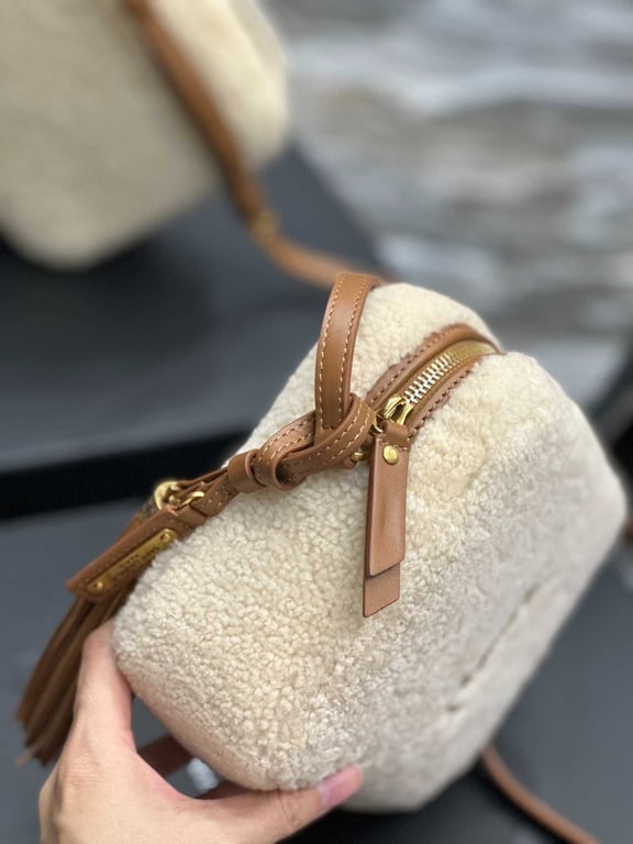 SAINT LAURENT LOU CAMERA BAG IN MERINO SHEARLING BEIGE HIGH QUALITY