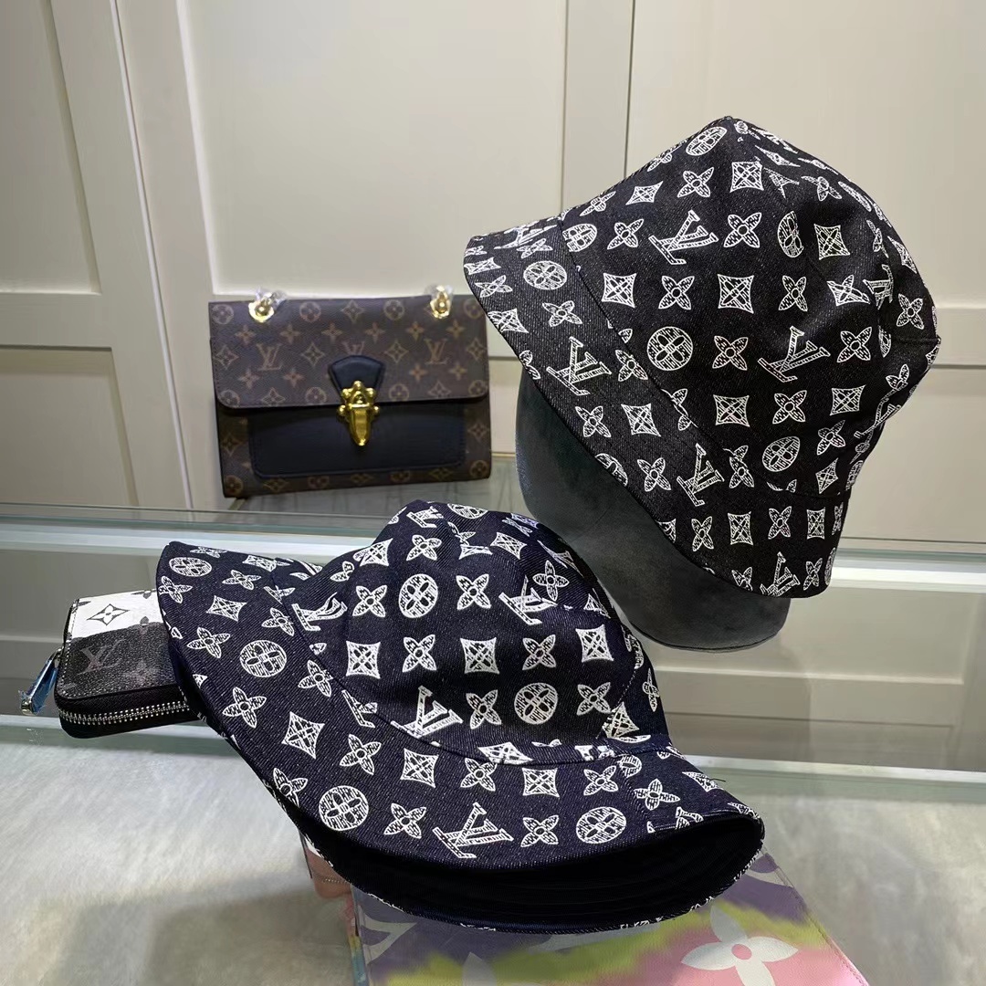 LV MONOGRAM JACQUARD DENIM BUCKET HAT BLACK