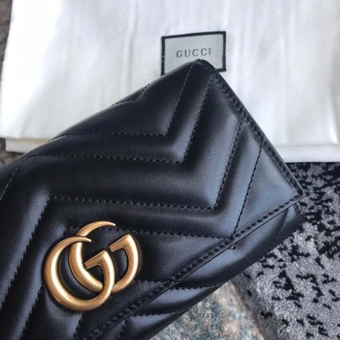 GG MARMONT CONTINENTAL WALLET 19CM BLACK E443436 DTD1T 1000