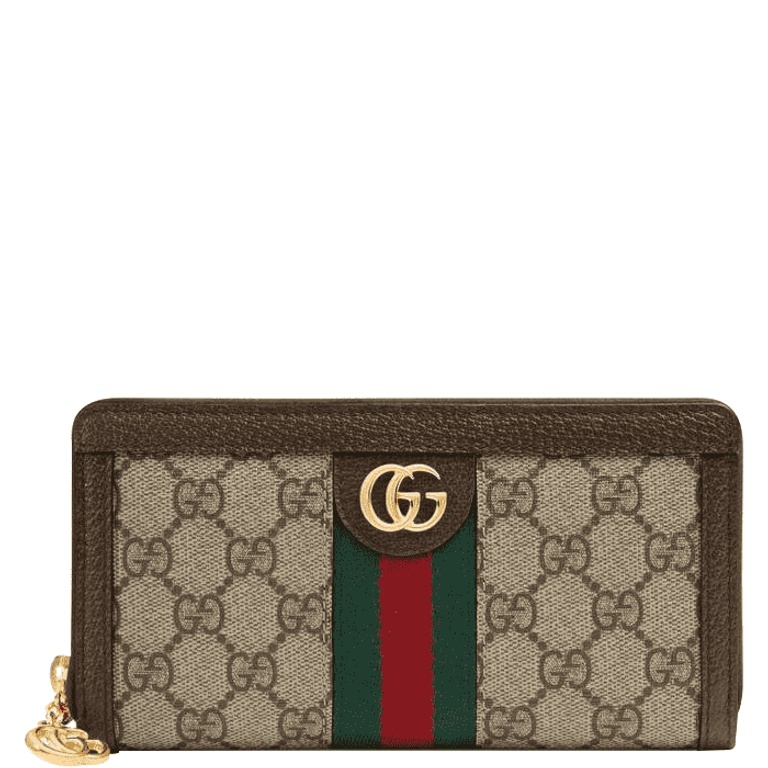 GG OPHIDIA ZIP AROUND WALLET 19.5CM BROWN 523154 96IWG 8745