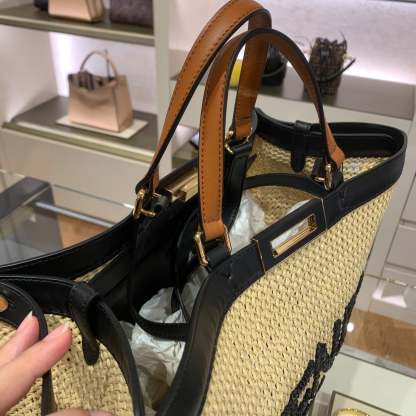 FI Peekaboo X-tote Medium Woven Straw Tote Bag For Women, Women’s Handbags 16.1in/41cm FF