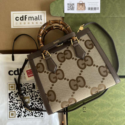 gg Diana Jumbo gg Small Tote Bag Camel And Ebony Jumbo gg Canvas For Women 11in/27cm