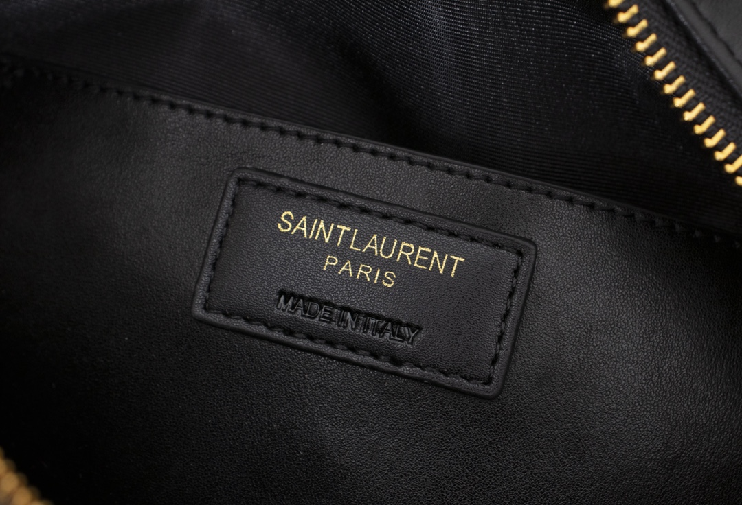 YSL LOU CAMERA BAG IN QUILTED BLACK GOLD LEATHER 23CM 612544DV7071000