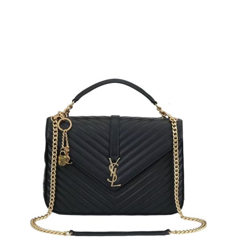 SAINT LAURENT COLLEGE LARGE CHAIN BAG BLACK 32CM