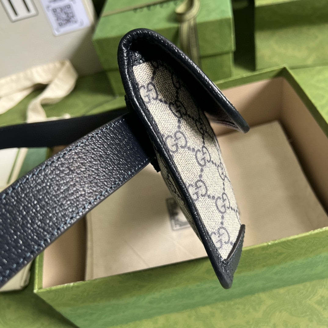 gg Ophidia Belt Bag Beige And Blue gg Supreme Canvas For Men 9in/22cm gg 674081 96IWN 4076