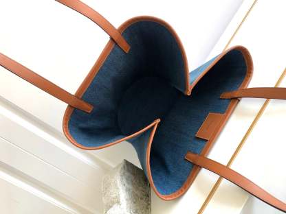 CE Large Couffin In Denim With CE Paris Navy / Tan For Women 26in/67cm 196262EF6.07AT