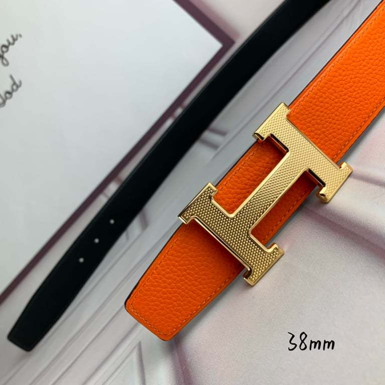 HM BELT TOGO SWIFT GOLD BUCKLE ORANGE 38MM