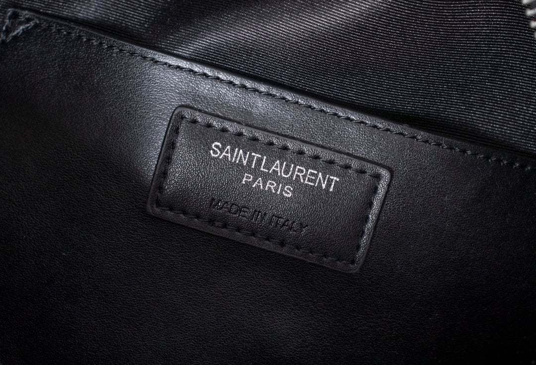 SAINT LAURENT LOU CAMERA BAG IN QUILTED BLACK SILVER LEATHER 23CM