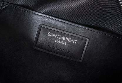 SAINT LAURENT LOU CAMERA BAG IN QUILTED BLACK SILVER LEATHER 23CM