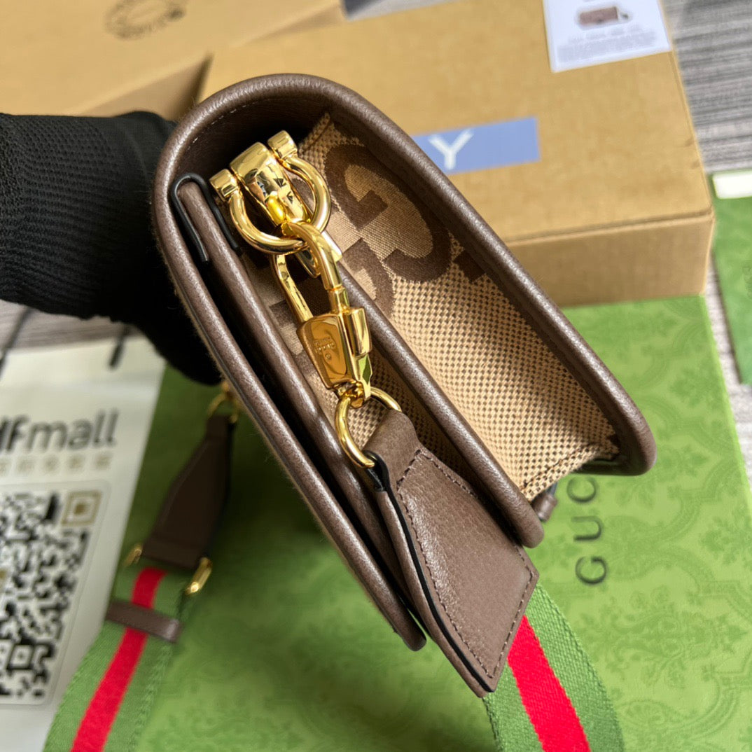 gg Ophidia Mini Jumbo gg Bag Camel And Ebony Jumbo gg Canvas  For Men 4.7in/12cm gg 