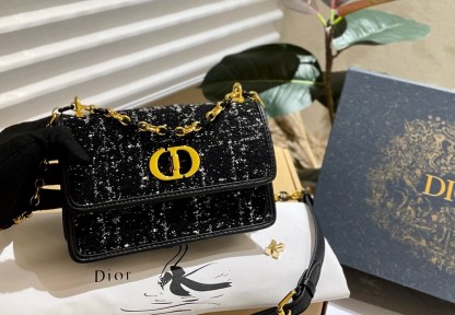 DOR MISS CARO MINI BAGBLACK CANNAGE TWEED EMBROIDERY BLACK 19CM S5169UMFY M911