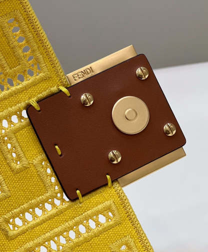 FI Baguette Yellow with Embroidery Small Bag For Woman 21cm/8in