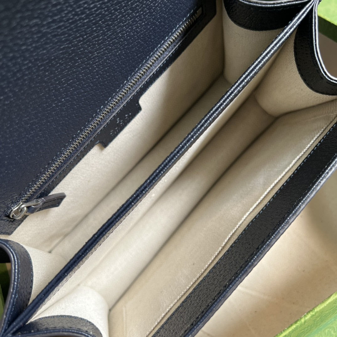 gg Ophidia Small Top Handle Bag Beige And Blue gg Supreme Canvas  For Women 10in/25cm 651055 96IWN 4076