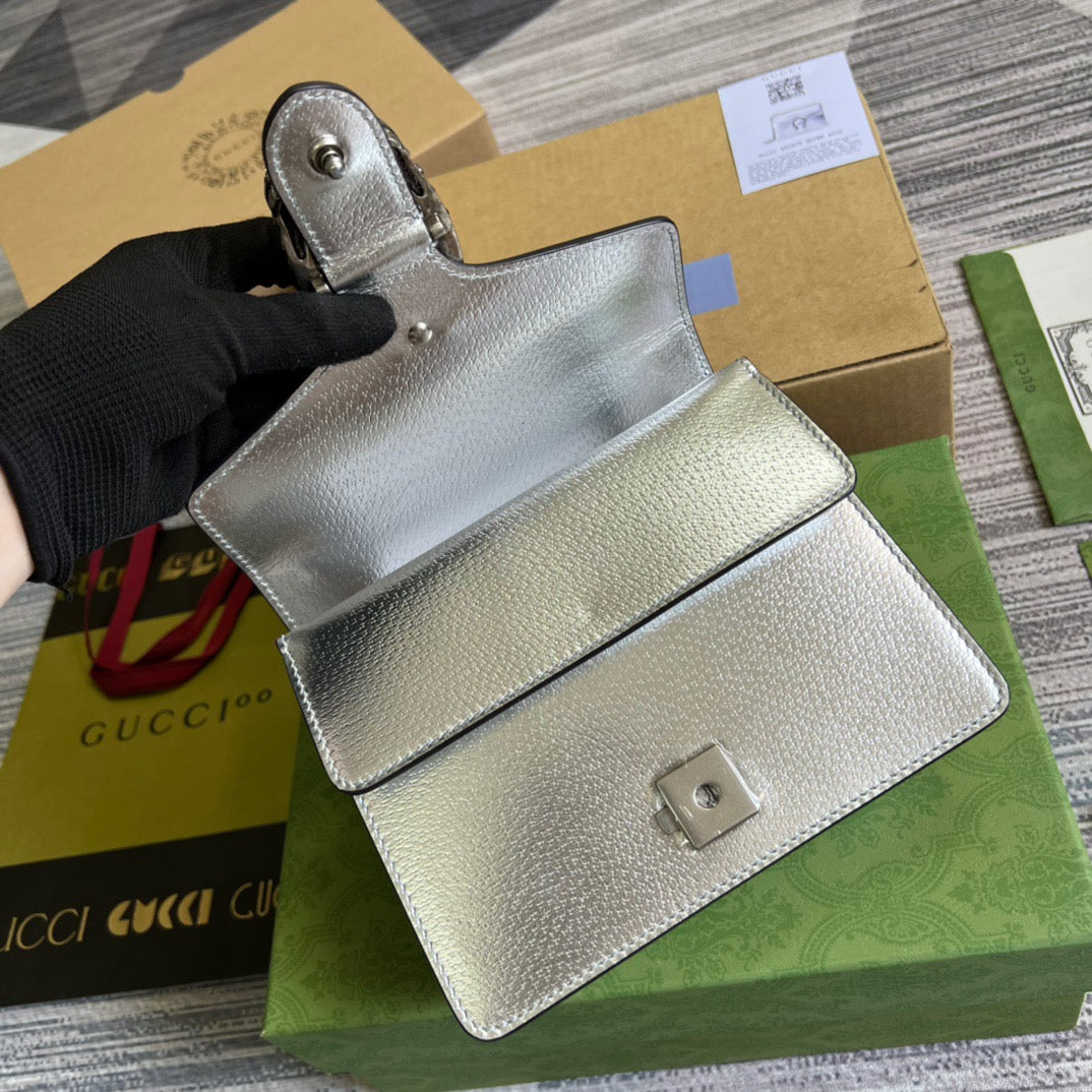 gg Dionysus Super Mini Bag Silver For Women, Women’s Bags 6.5in/17cm gg 476432 1TRBN 8173