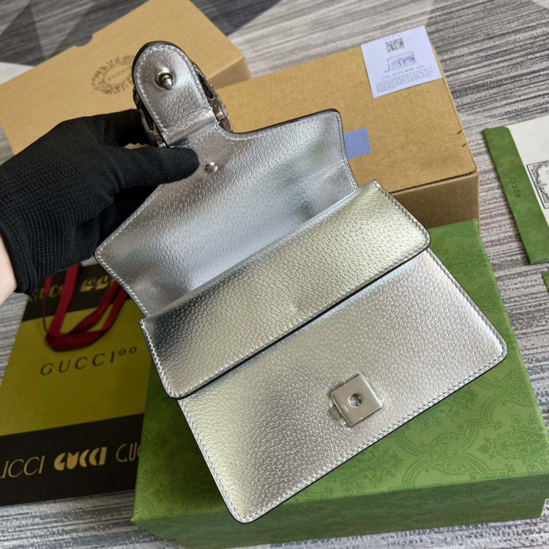 gg Dionysus Super Mini Bag Silver For Women, Women’s Bags 6.5in/17cm gg 476432 1TRBN 8173
