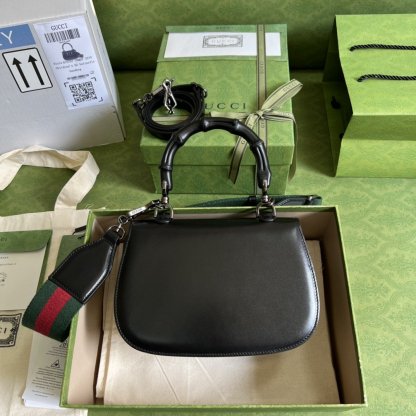 gg Bamboo 1947 Small Top Handle Bag Black  For Women 8.3in/21cm gg 675797 10ODP 1060