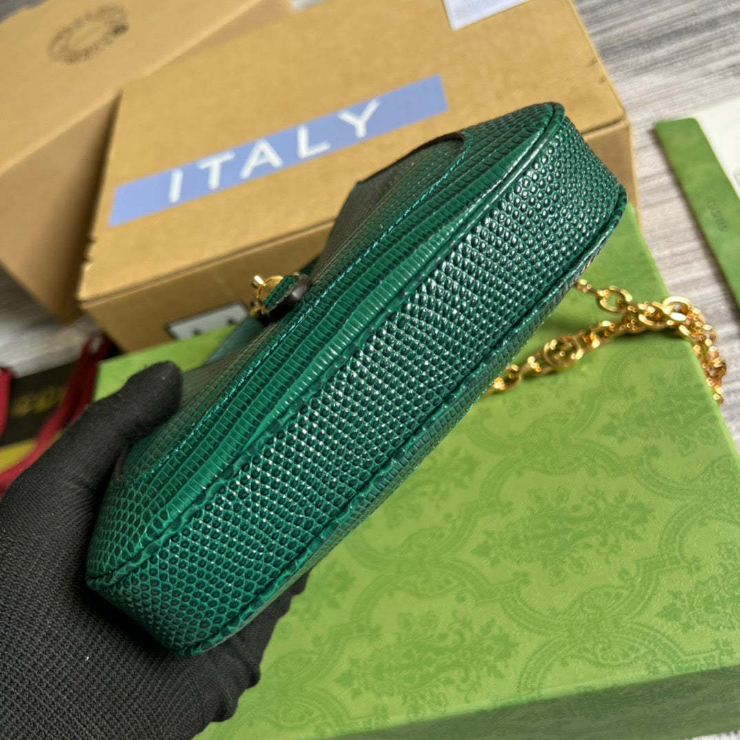 gg Jackie 1961 Lizard Mini Bag Green For Women, Women&#8217;s Bags 7.5in/19cm gg ‎