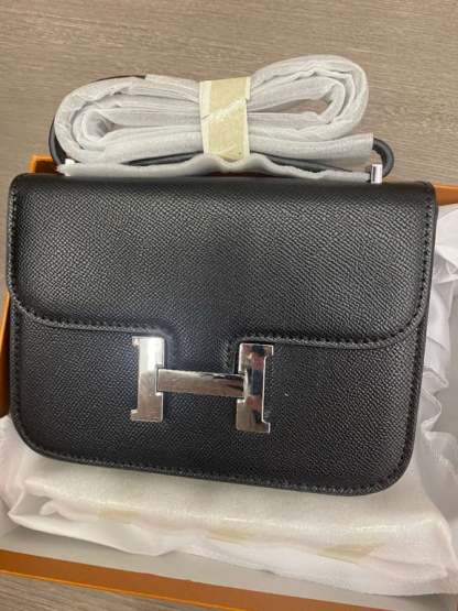 HM 18CM CONSTANCE EPSOM CK89 BLACK SILVER HARDWARE