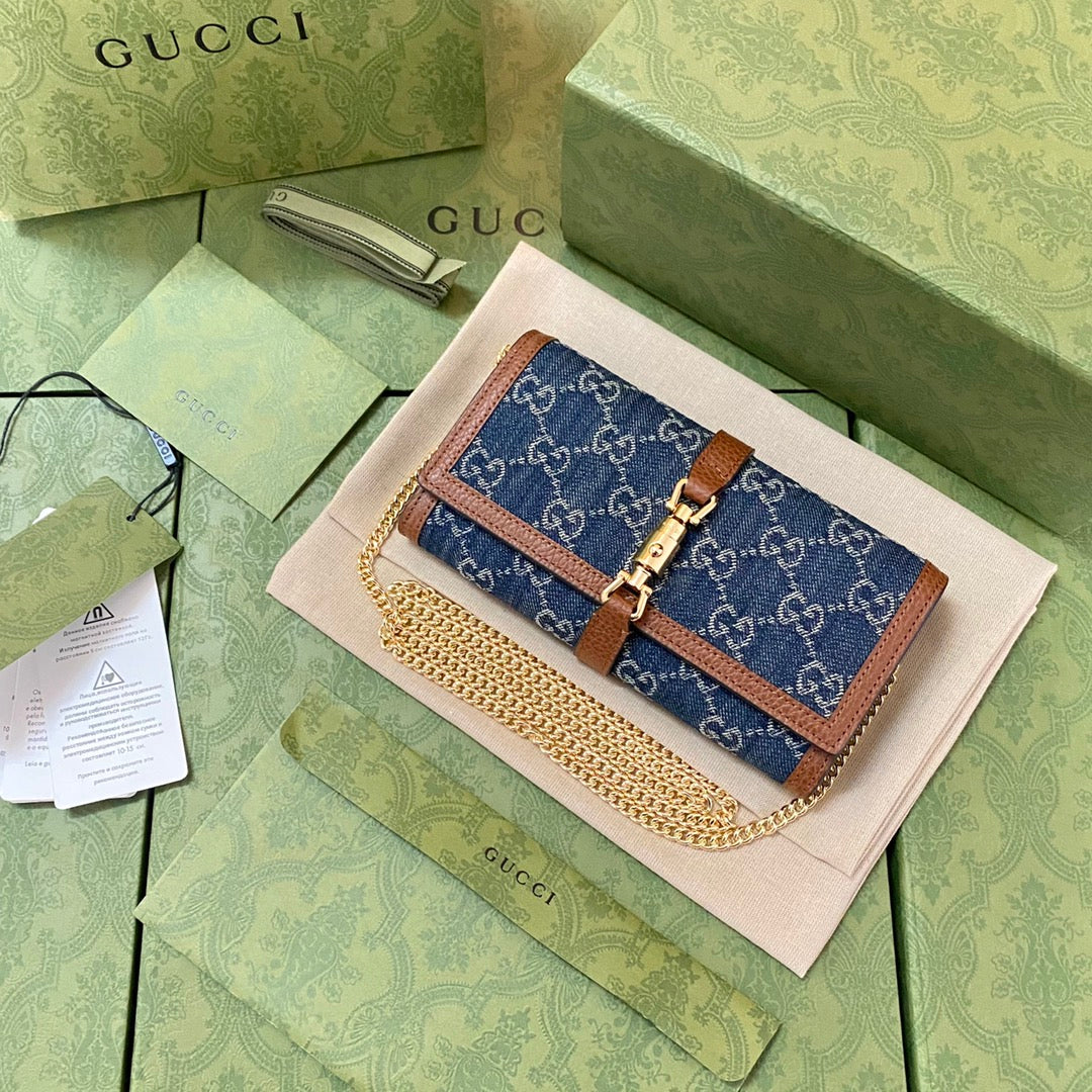 gg Jackie 1961 Chain Long Wallets For Women, Women’s Wallets 19cm/7.5in gg