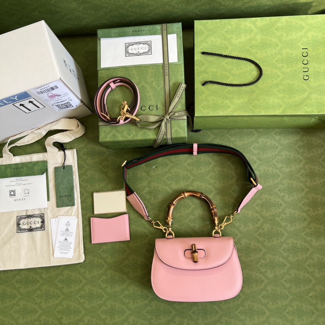 gg Bamboo 1947 Small Top Handle Bag  Pink  For Women 8.3in/21cm gg 675797 10ODT 5467