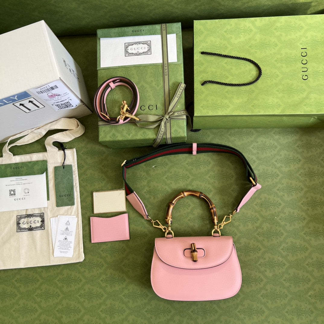 gg Bamboo 1947 Small Top Handle Bag  Pink  For Women 8.3in/21cm gg 675797 10ODT 5467