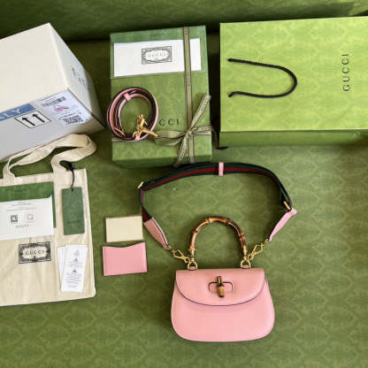 gg Bamboo 1947 Small Top Handle Bag  Pink  For Women 8.3in/21cm gg 675797 10ODT 5467