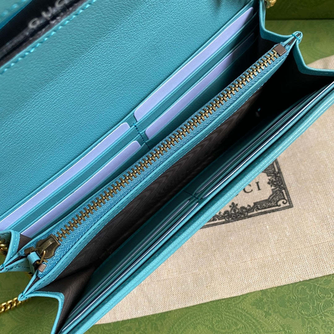 gg Diana Chain Wallet With Bamboo Blue For Women, Women’s Bags 7.4in/19cm gg