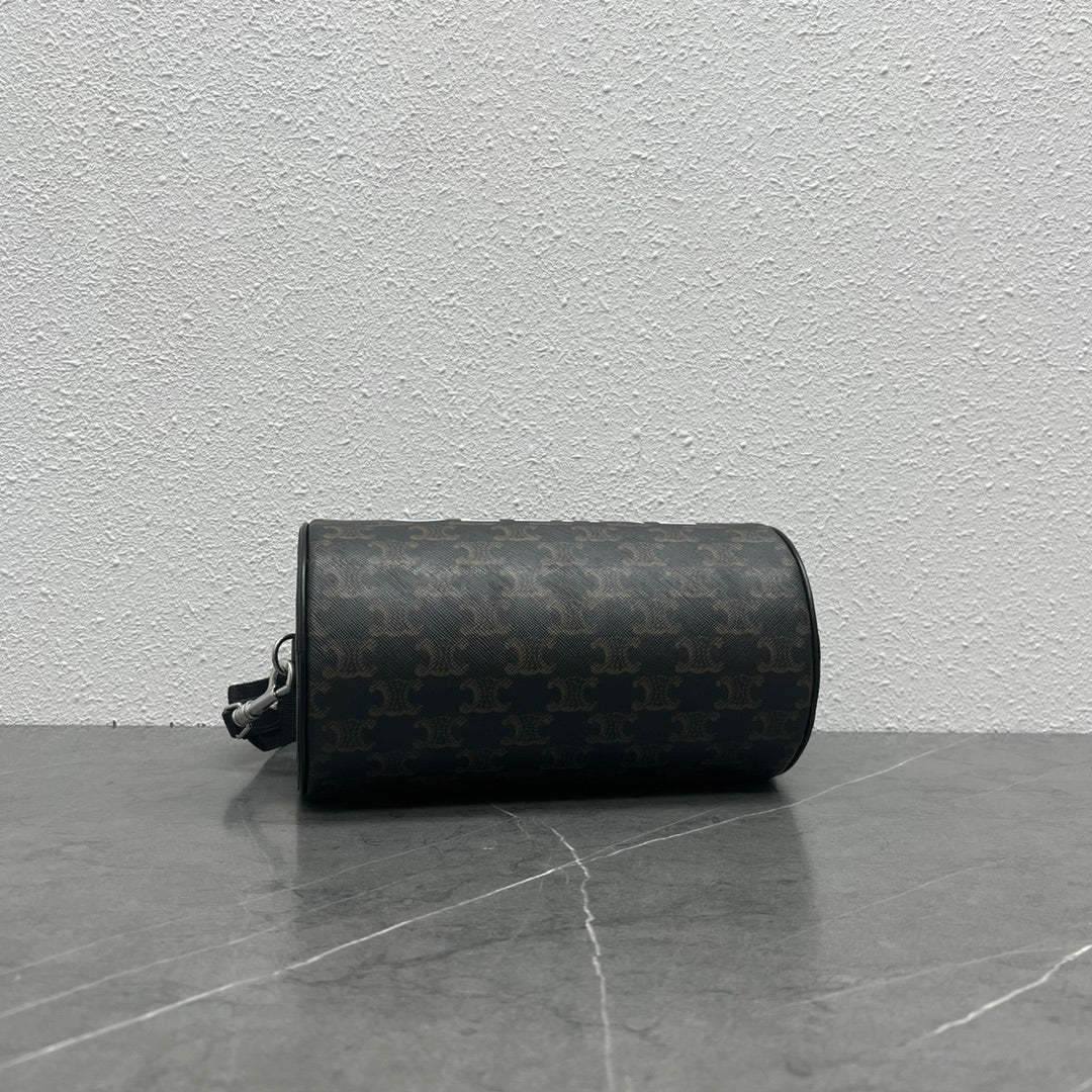 CE Cylinder Bag In Triomphe Canvas Black For Women 9in/22cm