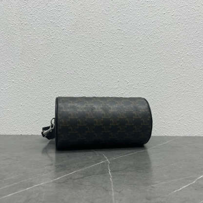 CE Cylinder Bag In Triomphe Canvas Black For Women 9in/22cm
