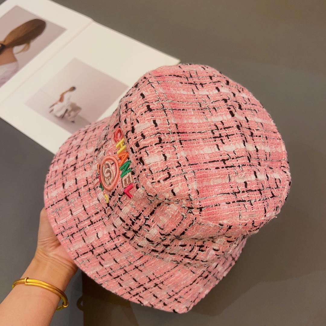 CC FANTASY TWEED MULTICOLOR LOGO BUCKET HAT PINK