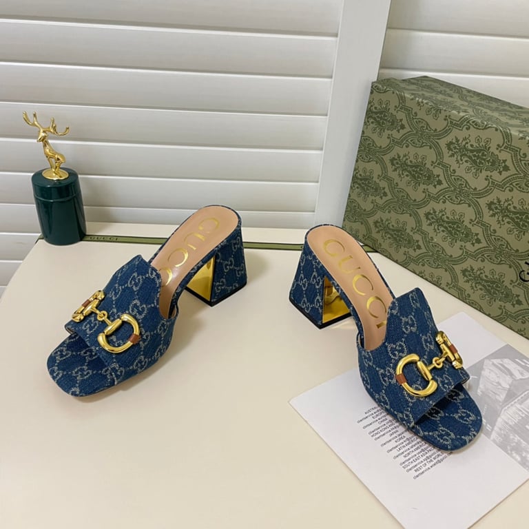 SANDAL GG WOMEN'S SLIDE MONOGRAM SANDAL WITH HORSEBIT BLUE