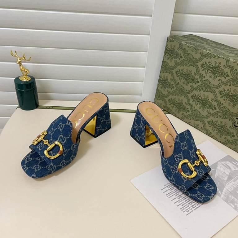 SANDAL GG WOMEN'S SLIDE MONOGRAM SANDAL WITH HORSEBIT BLUE