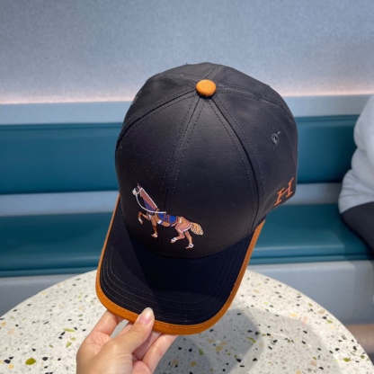 HM CANVAS BASEBALL CAP HORSE HAT BLACK