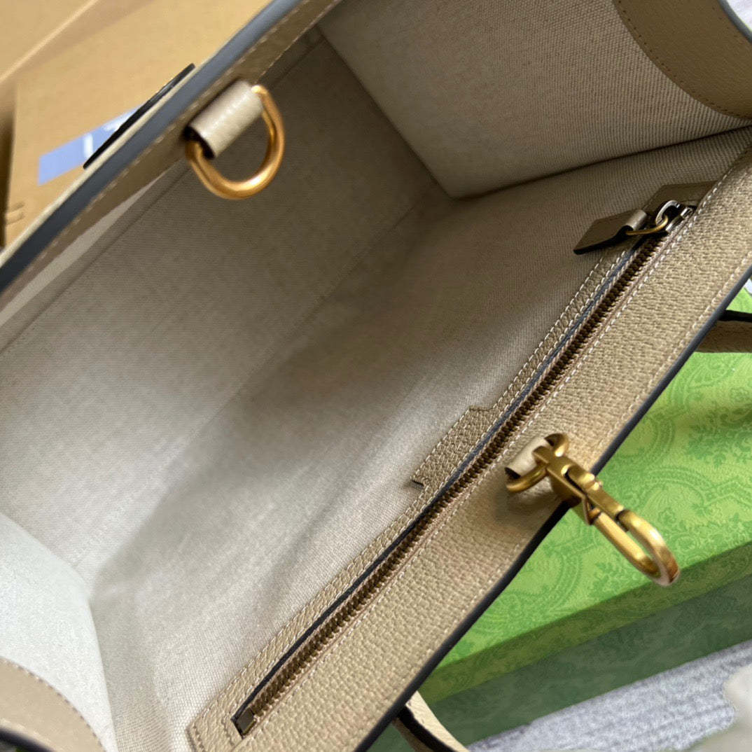 gg Small Tote Bag With Interlocking G Beige For Women, Women’s Bags 12.2in/31cm gg ‎659983 UULBT 9683
