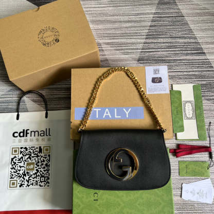 gg Blondie Shoulder Bag Black For Women, Women&#8217;s Bags 11in/28cm gg‎ 699268 UXX0G 1000