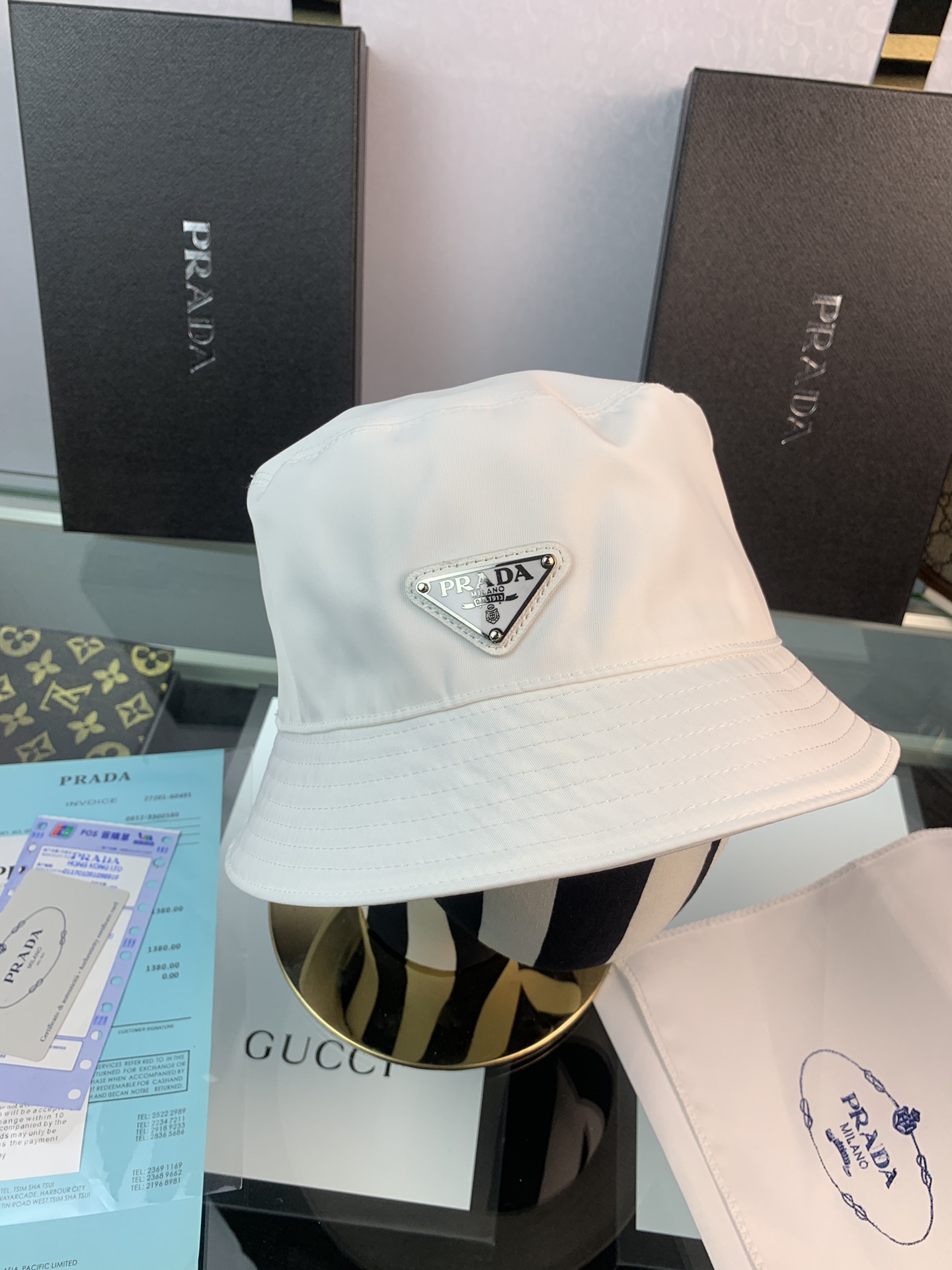 PD RENYLON BUCKET HAT SLIVER WHITE