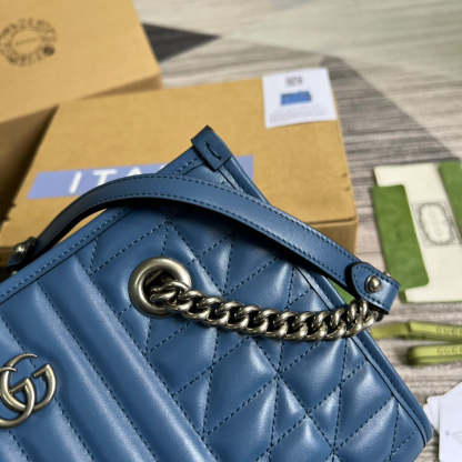 gg Marmont Medium Matelasse Tote Blue For Women, Women&#8217;s Bags 13.6in/34cm gg ‎‎675796 UM8BF 4340