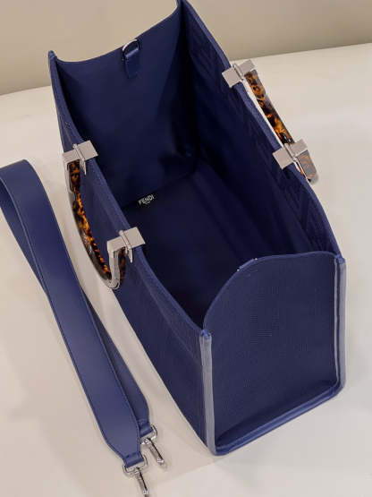 FI Sunshine Medium Navy Blue FF fabric shopper Bag For Woman 31cm/12in