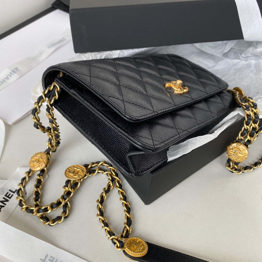 Chanel Clutch With Chain Gold Hardware Black For Women, Women&#8217;s Handbags, Shoulder Bags 7.1in/18cm AP2860