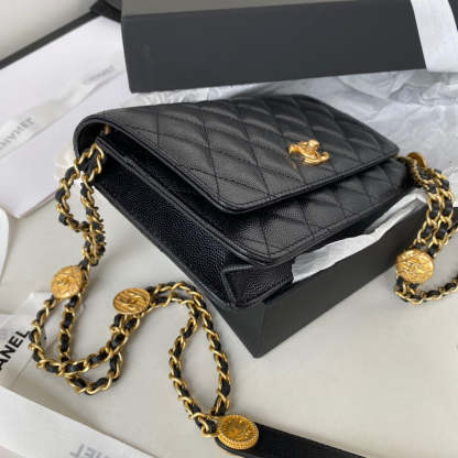 Chanel Clutch With Chain Gold Hardware Black For Women, Women&#8217;s Handbags, Shoulder Bags 7.1in/18cm AP2860