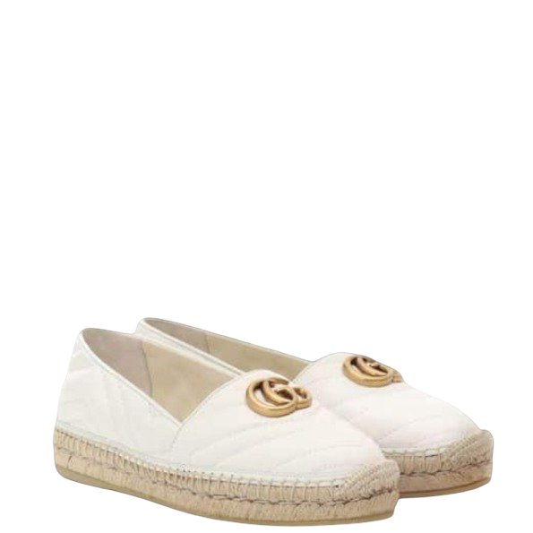 GG WHITE LEATHER ESPADRILLE WITH DOUBLE G