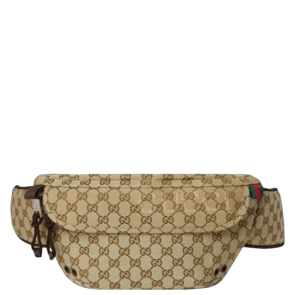 GG 12.6IN/32CM BEIGE AND DARK BROWN SMALL GG BELT BAG