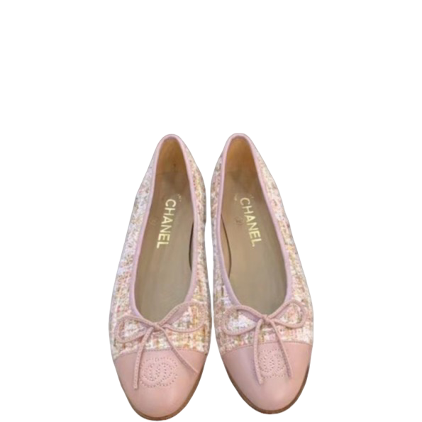 CHL LIGHT PINK BALLERINA FLATS TWEED AND GROSGRAIN