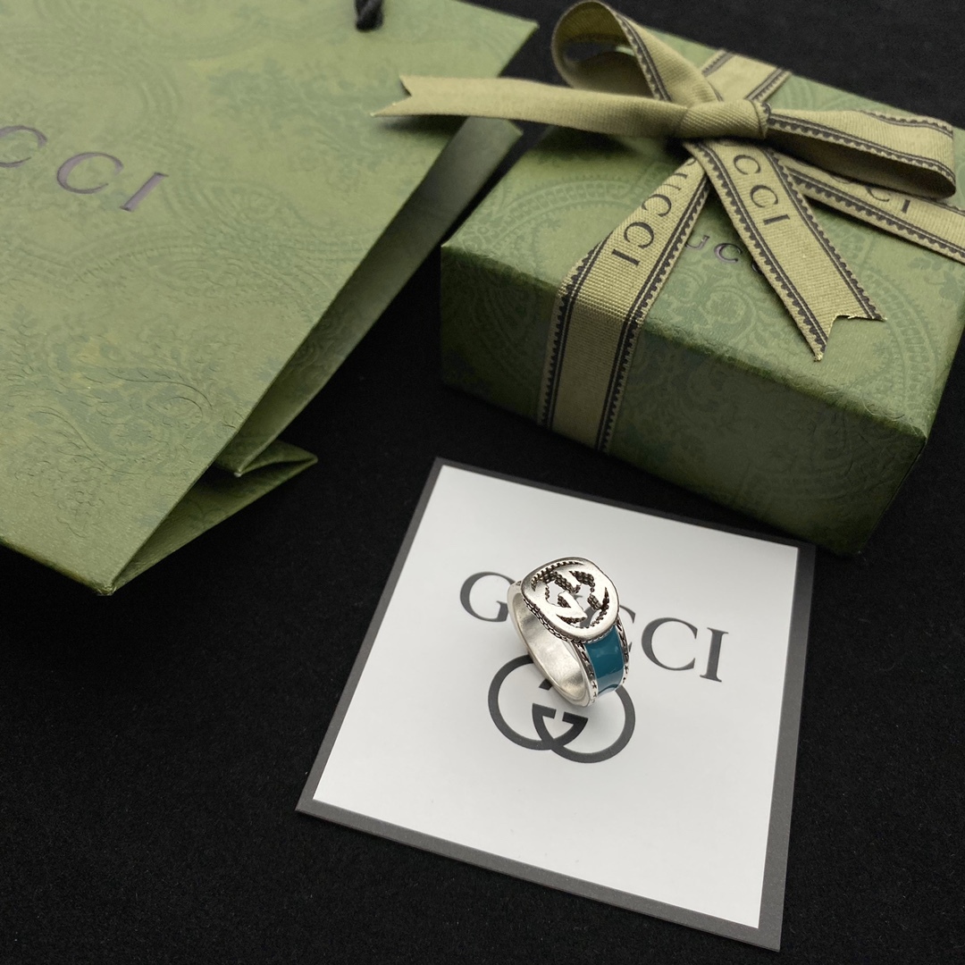 GG GG INTERLOCKING SILVER RING YBC645572001