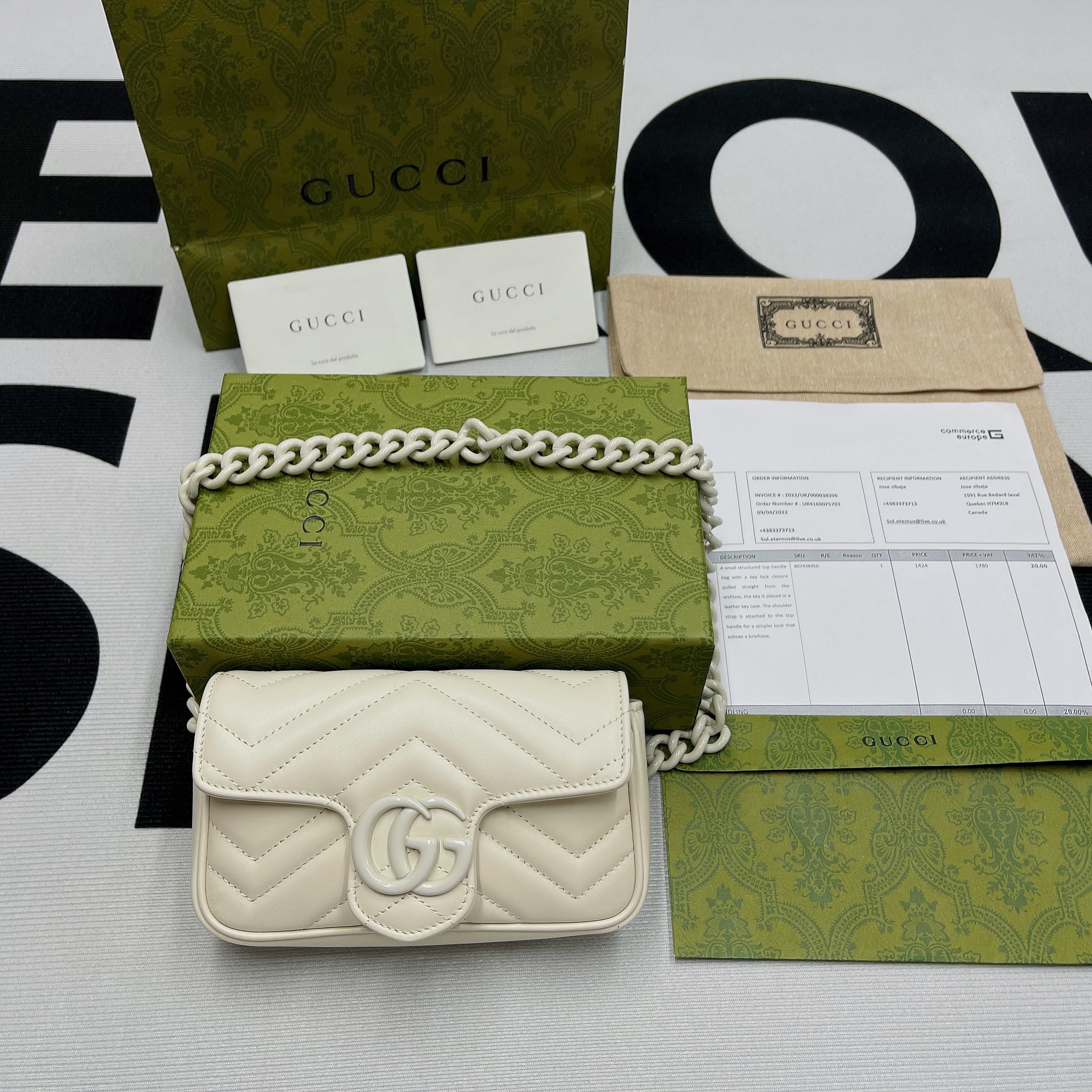 gg Marmont Super Mini Bag White For Women, Women&#8217;s Bags 6.2in/17cm gg