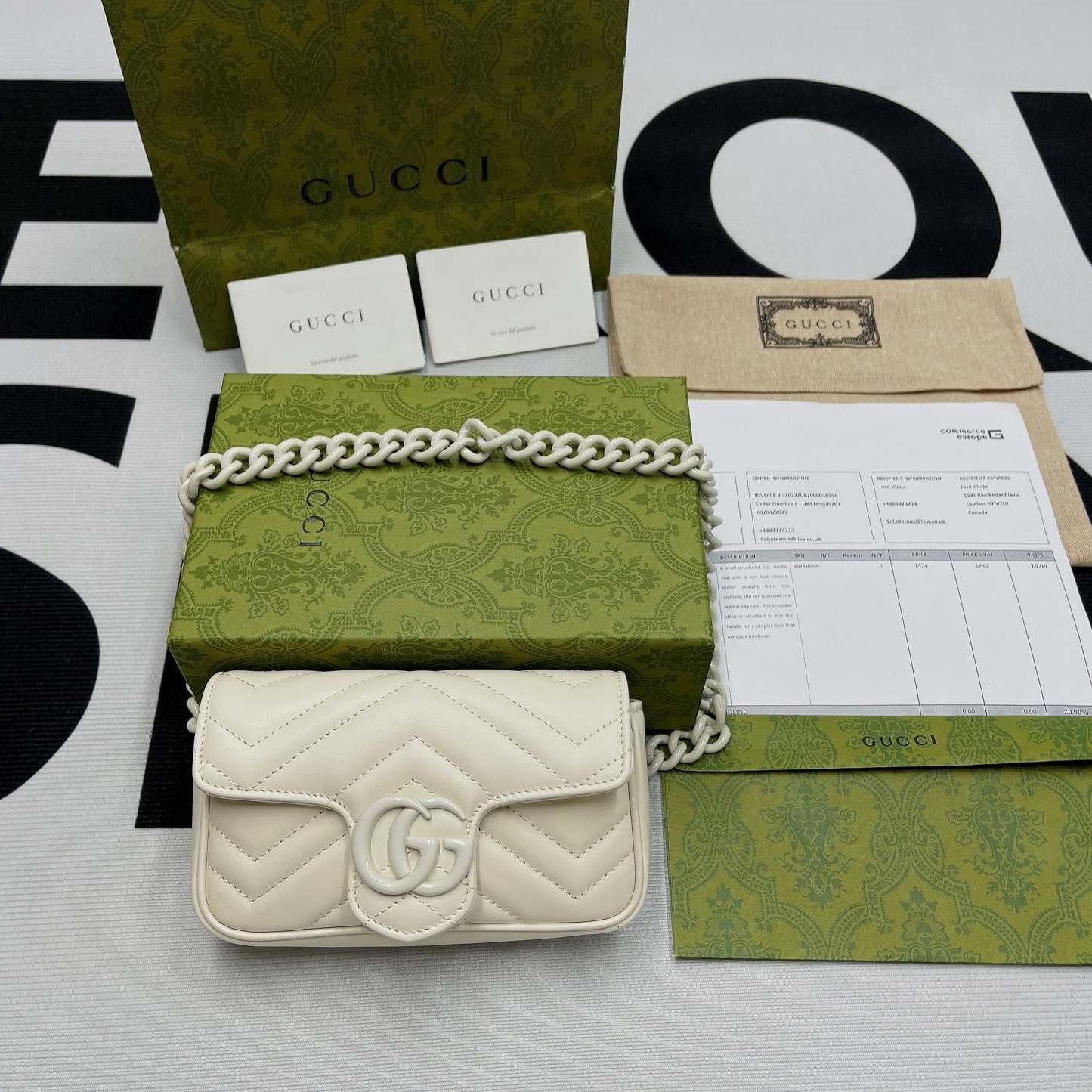 gg Marmont Super Mini Bag White For Women, Women&#8217;s Bags 6.2in/17cm gg